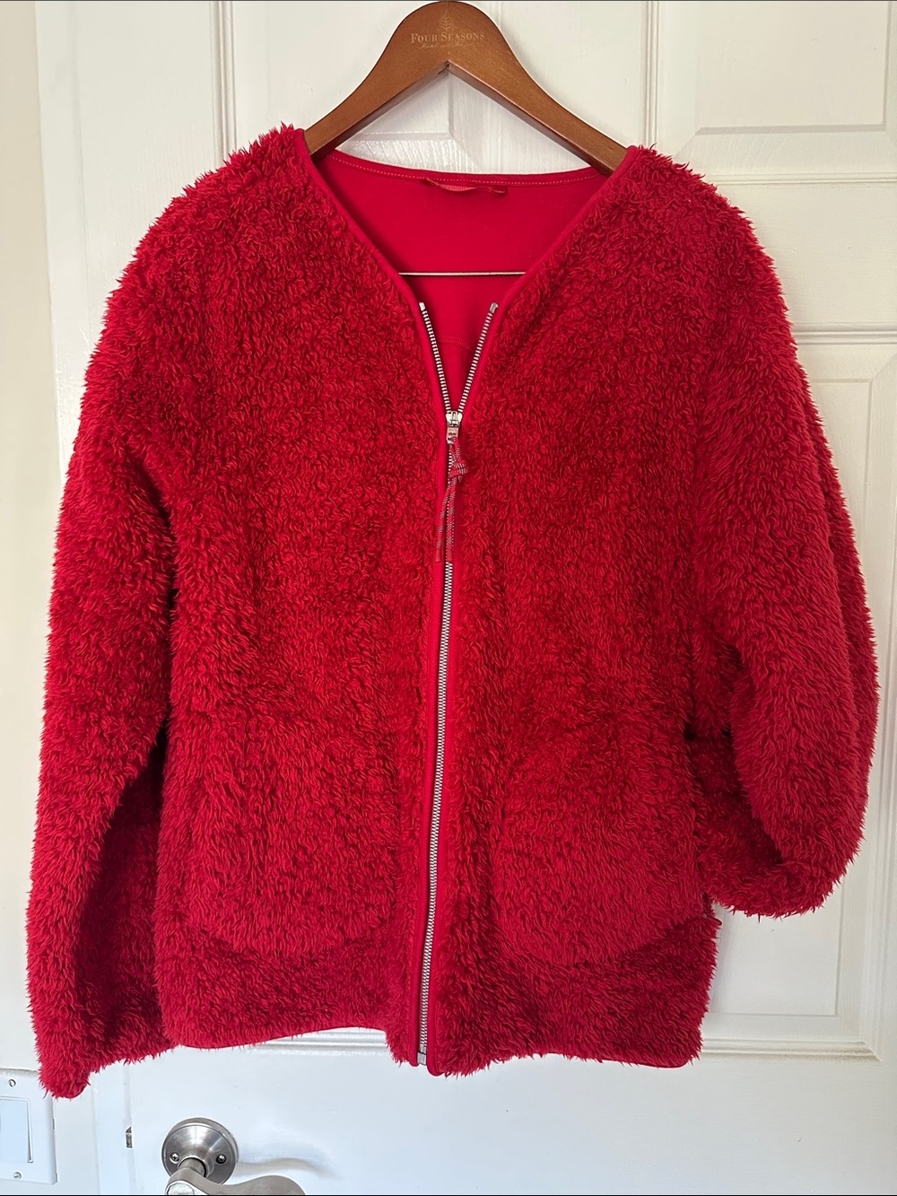 Lululemon Oh So Sherpa Red Zip-Up Fuzzy Jacket